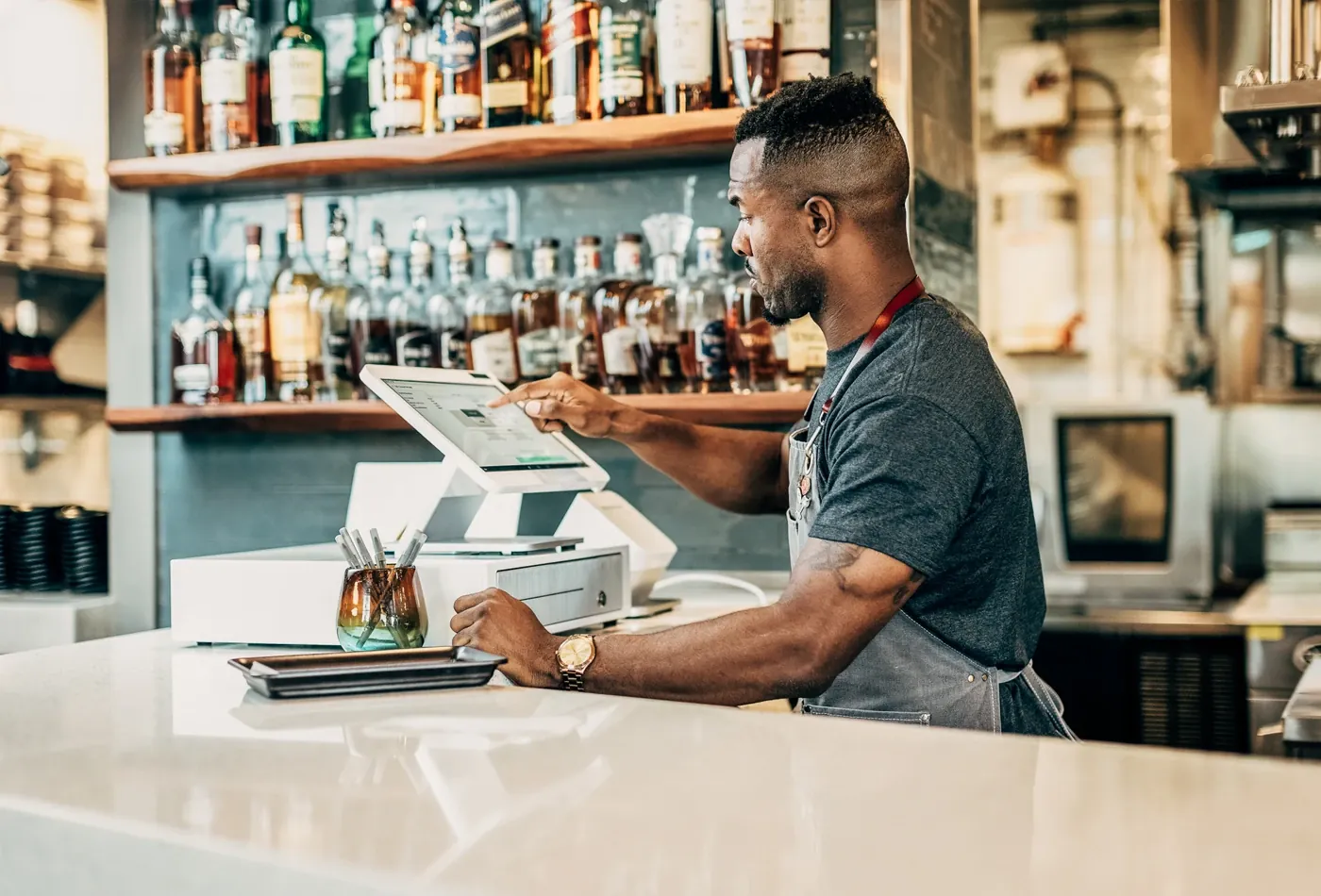 In a cafe bar